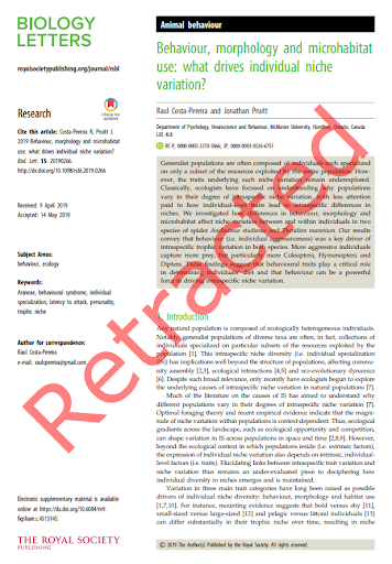 You should not cite a retracted paper. Once papers are retracted they don’t disappear. They continue to be available at the publishers’ website, but with a clear notice that they have been retracted (see below). In addition, a separate publication is made announcing the retraction of the work, as shown in Figure 32.3.